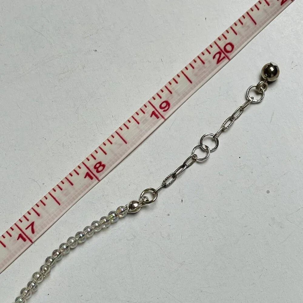 Handmade Necklace Silver Tone Glass Pendant Womens Holiday Gift - Picture 5 of 6